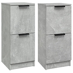 vidaXL Buffets 2 pcs Gris béton 30x30x70 cm Bois d'ingénierie