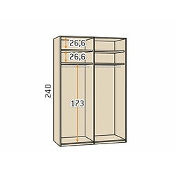 Acheter Inside 75 Armoire 4 portes Cadres standard 199,2 x 240 cm structure Habana façade Polar poignée Barra Blanco