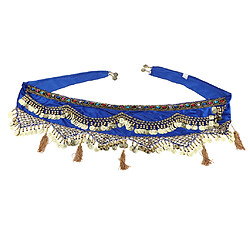 Avis paillettes de danse du ventre hanche foulard femme jupe avec pièces d'or bleu