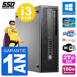 PC HP EliteDesk 800 G2 SFF Intel Core i3-6100 RAM 16Go SSD 2To Windows 10 Wifi · Occasion 