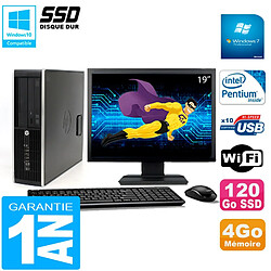 PC HP Compaq 8300 SFF Ecran 19" Intel G850 RAM 4Go Disque 120 Go SSD Wifi W7 - Occasion