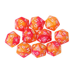 10pcs / set 20 faces d20 dés pour donjons jeu de jeu et dragons orange rouge Dés D20