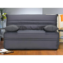 Vente-Unique Canapé convertible BZ 100% coton fermeture assistée, 140x190 cm gris - CANYON III