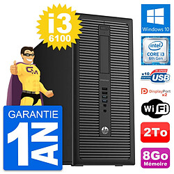 PC Tour HP EliteDesk 800 G2 Intel i3-6100 RAM 8Go Disque Dur 2To Windows 10 Wifi - Occasion