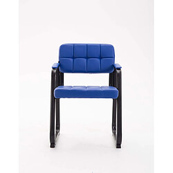 Decoshop26 Chaise visiteur fauteuil de bureau sans roulette synthétique bleu BUR10222