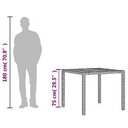 vidaXL Table de jardin et dessus en bois d'acacia gris résine tressée pas cher