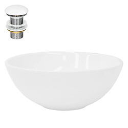 ML-Design Lavabo en céramique ronde blanc sans trop-plein avec bonde de vidage Ø280x116 mm