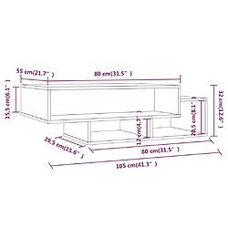 vidaXL Table basse Sonoma gris 105x55x32 cm Bois d'ingénierie pas cher