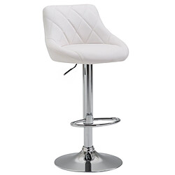 Decoshop26 Tabouret de bar en synthétique blanc pivotant avec repose-pieds coutures décoratives 10_0000113