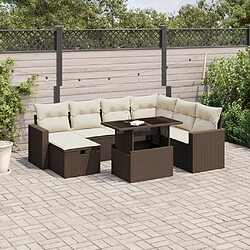 vidaXL Salon de jardin 8 pcs avec coussins marron résine tressée