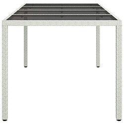 Avis vidaXL Table de jardin Blanc 190x90x75 cm Verre trempé/résine tressée