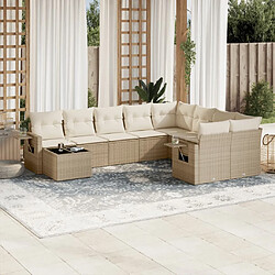 Maison Chic Salon de jardin avec coussins 10 pcs | Ensemble de Table et chaises | Mobilier d'Extérieur beige résine tressée -GKD72256