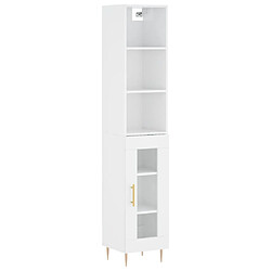 Maison Chic Buffet,Meuble de Rangement,commode pour salon,Cuisine Blanc brillant 34,5x34x180 cm Bois d'ingénierie -MN39438