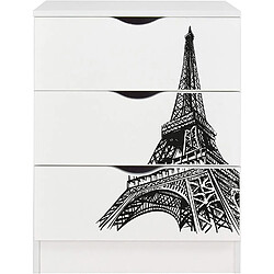 Leomark Commode blanche avec les tiroirs ROMA - Tour Eiffel