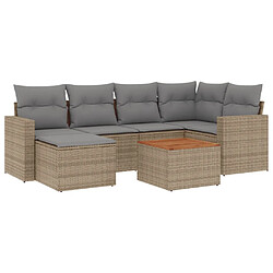 vidaXL Salon de jardin avec coussins 7pcs mélange beige résine tressée