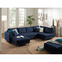 Lisa Design Rune - canapé panoramique - avec pouf d'appoint - 7 places - style scandinave - droit Rune - canapé panoramique - avec pouf d'appoint - 7 places - style scandinave - droit - Bleu pétrole