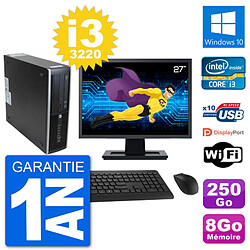 PC HP 8300 SFF Ecran 27" Intel i3-3220 RAM 8Go Disque 250Go Windows 10 Wifi - Occasion