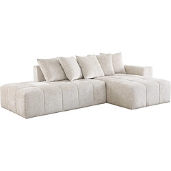 Palozi Sofa Canapé d'angle en tissu chenille Haussmann 3 places - Beige