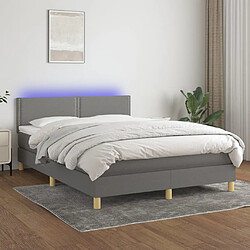 vidaXL Sommier à lattes de lit et matelas et LED Gris foncé 140x190 cm 