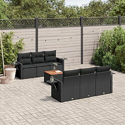 Maison Chic Ensemble Tables et chaises d'extérieur 7pcs avec coussins,Salon de jardin noir résine tressée -GKD783852