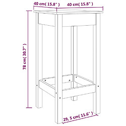 vidaXL Tabourets de bar lot de 2 40x40x78 cm bois massif de pin pas cher