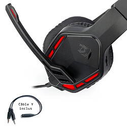 Casque Gamer Redragon THEMIS (H220) avec micro intégré, réglage volume, mute micro et retroéclairage rouge pas cher