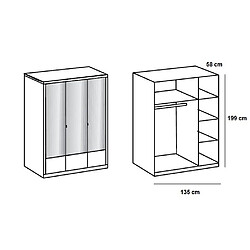 Avis Inside 75 Armoire penderie DINGLE 3 portes miroirs largeur 135 blanche