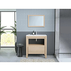 Vente-Unique Meuble de salle de bain avec vasque à encastrer - Placage chêne - 80 cm - COSMOTI