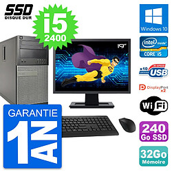 PC Tour Dell 9010 Ecran 19" Intel i5-2400 RAM 32Go SSD 240Go Windows 10 Wifi - Occasion