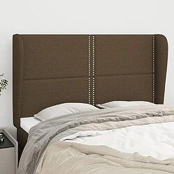 Maison Chic Tête de lit scandinave avec oreilles,meuble de chambre Marron foncé 147x23x118/128 cm Tissu -MN19482