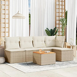 Maison Chic Salon de jardin avec coussins 6 pcs, Ensemble Tables et chaises de jardin, beige résine tressée -GKD710745