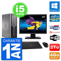 PC HP Compaq 6200 Pro SFF Ecran 22" i5-2400 RAM 4Go Disque 2To Windows 10 Wifi - Occasion