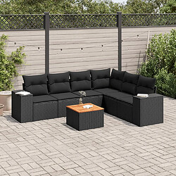 Maison Chic Salon de jardin 7 pcs avec coussins | Ensemble de Table et chaises | Mobilier d'Extérieur noir résine tressée -GKD95344