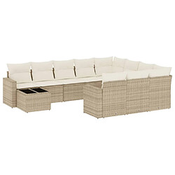 vidaXL Salon de jardin 11 pcs avec coussins beige résine tressée