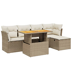 vidaXL Salon de jardin avec coussins 6 pcs beige résine tressée