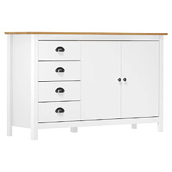 Maison Chic Buffet,Meuble de Rangement,commode pour salon,Cuisine Hill Blanc 130x40x80 cm Bois de pin solide -MN56742