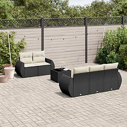 vidaXL Salon de jardin 6 pcs avec coussins noir résine tressée 