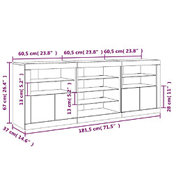 vidaXL Buffet avec lumières LED chêne marron 181,5x37x67 cm pas cher