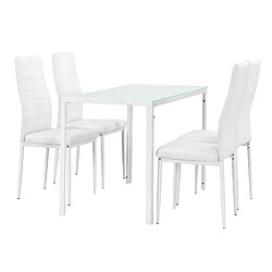 Table à manger avec 4 chaises Bergen similicuir blanc [en.casa]