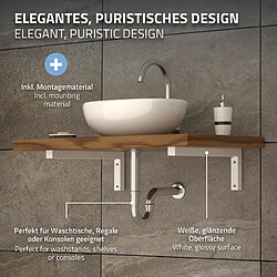 ML-Design Set 2x Consoles Murale en Forme de L, 450x150x30 mm, Blanc, Acier, Design Flottant Équerre, Supports d'Étagère en Angle pour Lavabo/Table pour Salle de Bain/Salon, Matériel de Montage Inclus