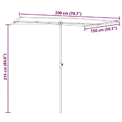 vidaXL Parasol de jardin avec mât en aluminium 2x1,5 m Taupe pas cher