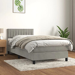 vidaXL Sommier à lattes de lit et matelas Gris clair 90x200 cm Velours 