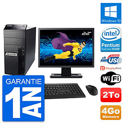 PC Tour Lenovo M91p Ecran 22" Intel G630 RAM 4Go Disque 2To Windows 10 Wifi - Occasion