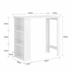 Acheter SoBuy FWT17-W Table Haute de Bar Mange-debout Cuisine avec rangementsBlanc