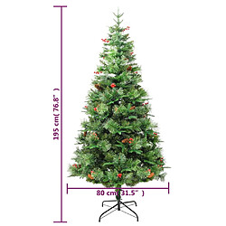 vidaXL Sapin de Noël pré-éclairé et pommes de pin vert 195cm PVC et PE pas cher