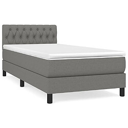 vidaXL Sommier à lattes de lit avec matelas Gris foncé 100x200cm Tissu