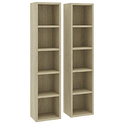 vidaXL Armoires à CD 2 pcs Chêne sonoma 21x16x93,5cm Bois d'ingénierie