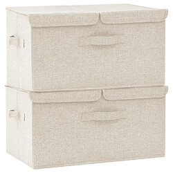 Maison Chic Lot de 2 Boîtes de rangement,Boîtes de stockage Tissu 50x30x25 cm Crème -MN715628