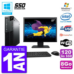 PC Lenovo M82 SFF Ecran 27" G640 RAM 8Go SSD 120Go Graveur DVD Wifi W7 · Occasion 