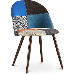 ICONIK INTERIOR Chaise de salle à manger tapissée en patchwork - Style scandinave - Pixi Multicolore